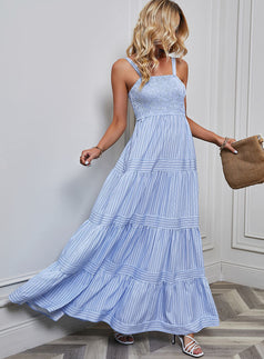 Summer Fashion Casual Striped Waisted Holiday-Style Slip Dress for Women