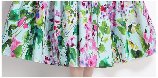 Vintage Sleeveless Short Style Chest Wrap Suspender and Printed High-Waisted Skirt Two-Piece Suit