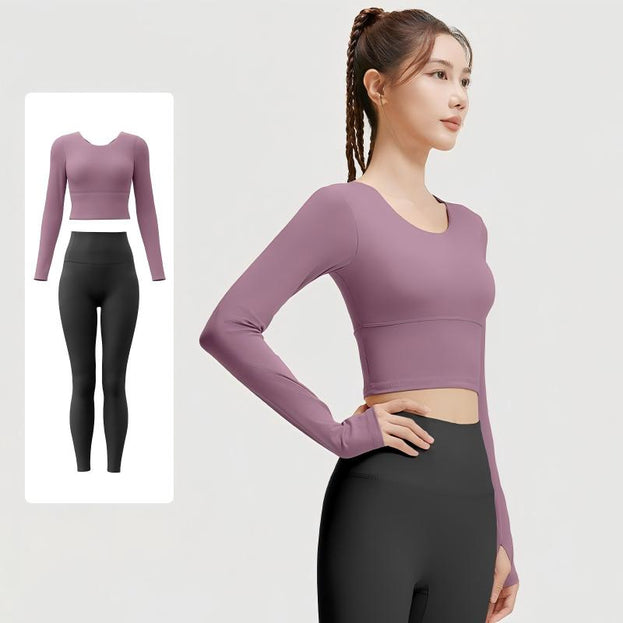 Women's Slimming Cross-back Fitness Long-sleeve Suit
