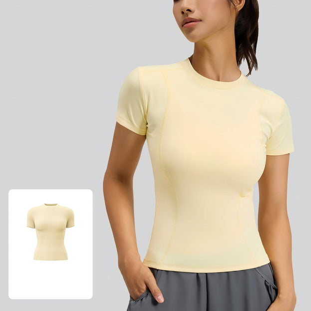 Slim-Fit Sports Tight Round-Neck Yoga T-shirt