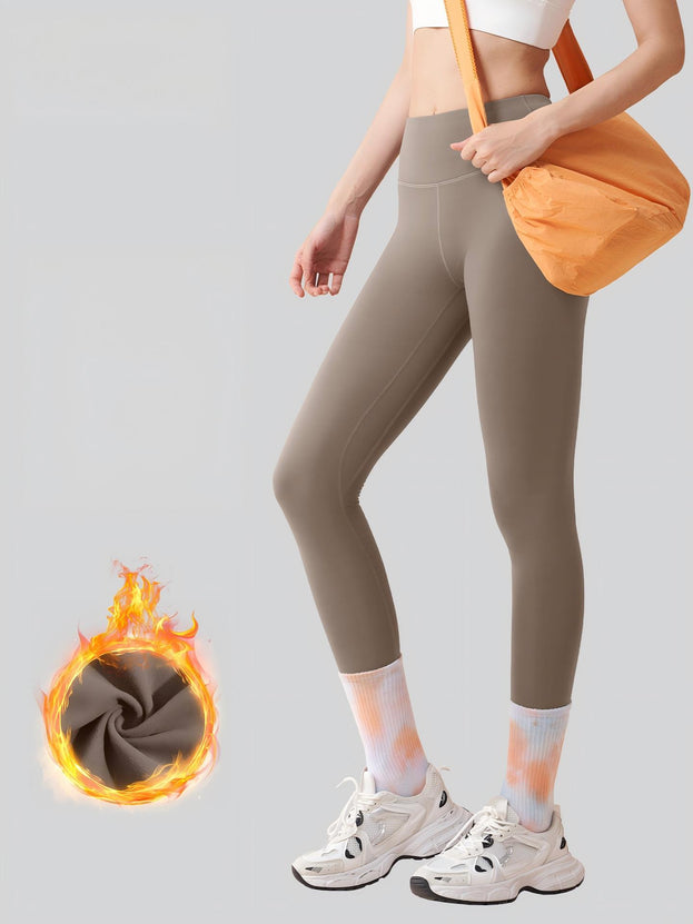 Winter and Autumn Thin Fleece High-Waisted Seamless Yoga Pants for Women
