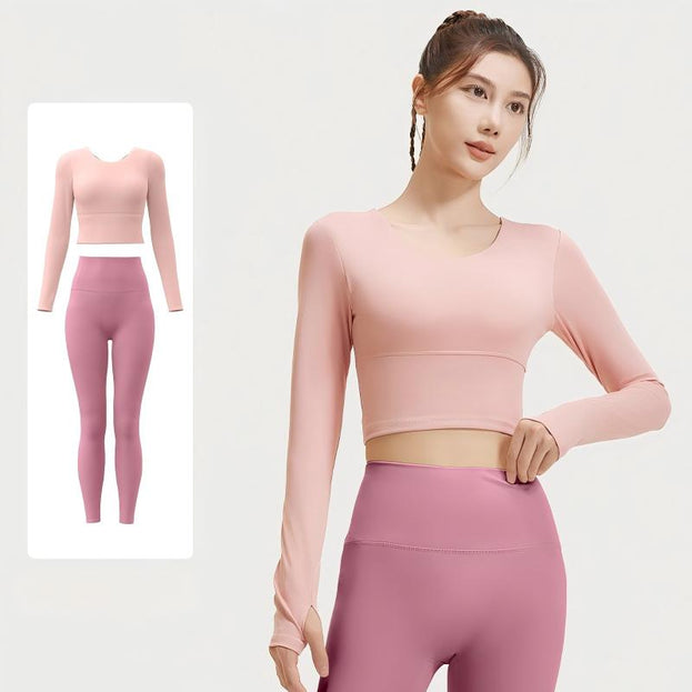 Women's Slimming Cross-back Fitness Long-sleeve Suit