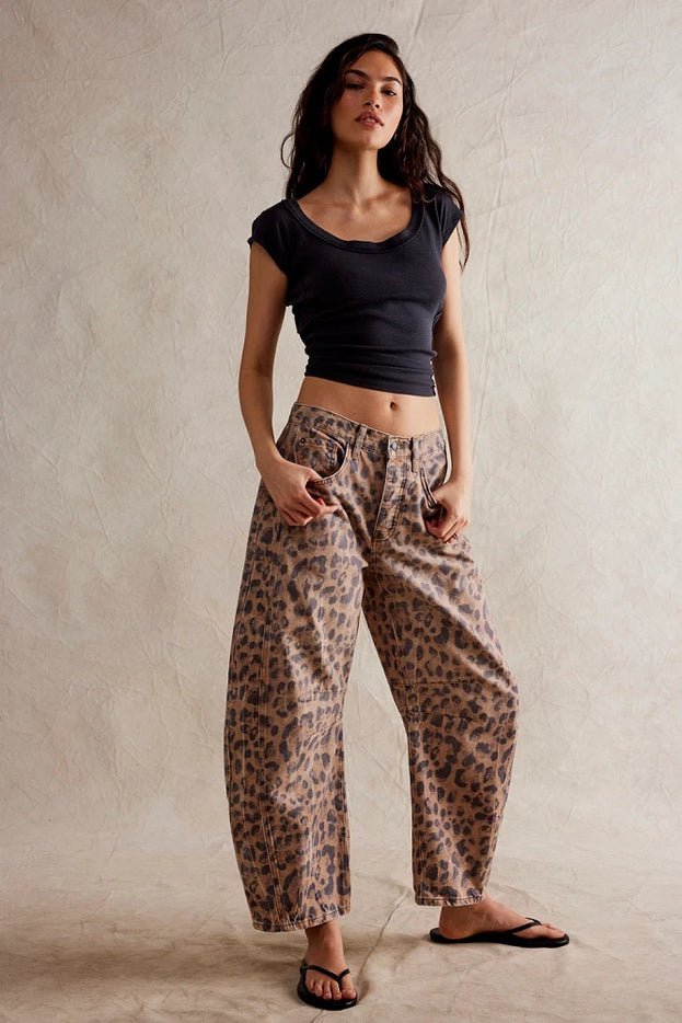 Spring Fashion Versatile Low-Waisted Loose Straight Denim Pant for Women