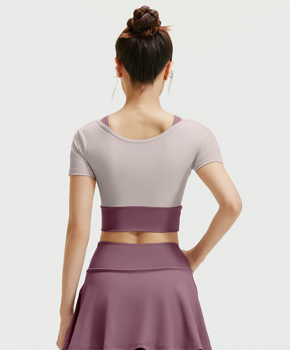 Color-Matched Yoga Fitness Short-Sleeved Women's Shirt