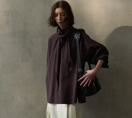 Spring Fashion Loose Commuting Detachable Scarf Collar Women's Top