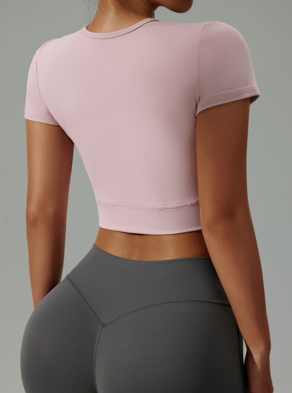 Women's Low-Cut Round-Neck Fitness Yoga Breathable Top