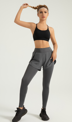 Two Pairs Of High-Waisted Fitness Yoga Pants with Pockets