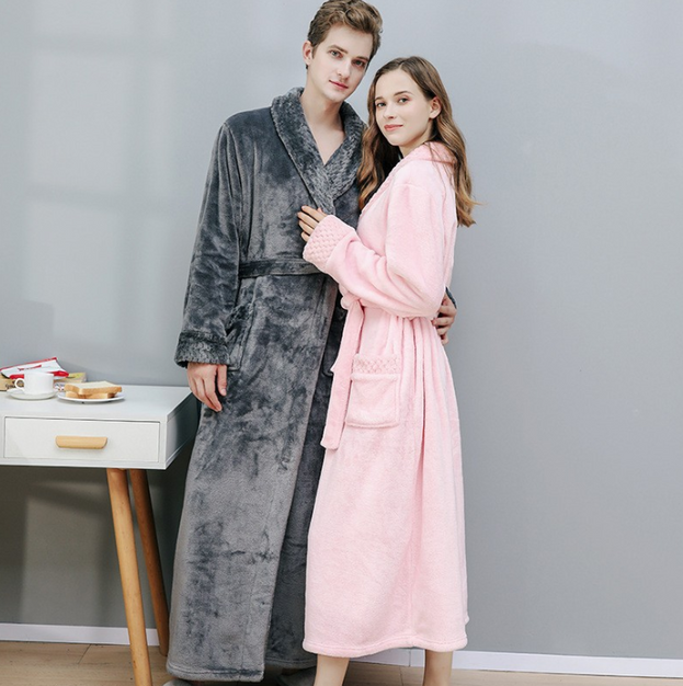 Coral Fleece Bathrobe Flannel Ladies Pajamas