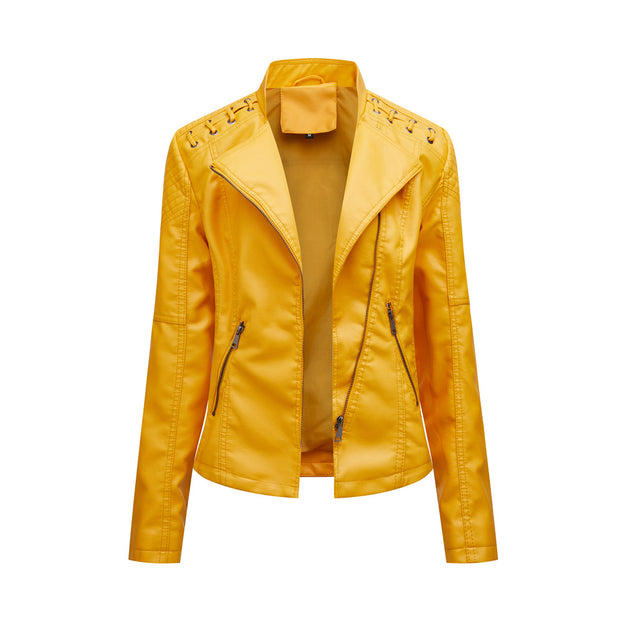 Leather Women's Short Jacket Slim Thin Leather Coat Women's Motorcycle Suit