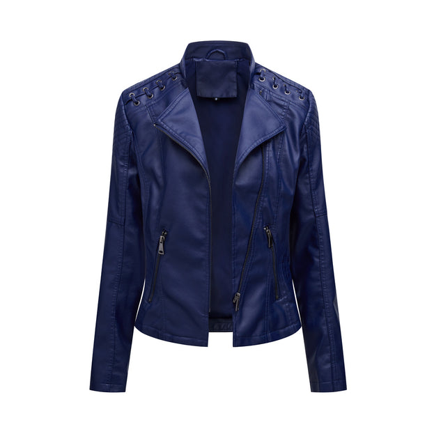 Leather Women's Short Jacket Slim Thin Leather Coat Women's Motorcycle Suit
