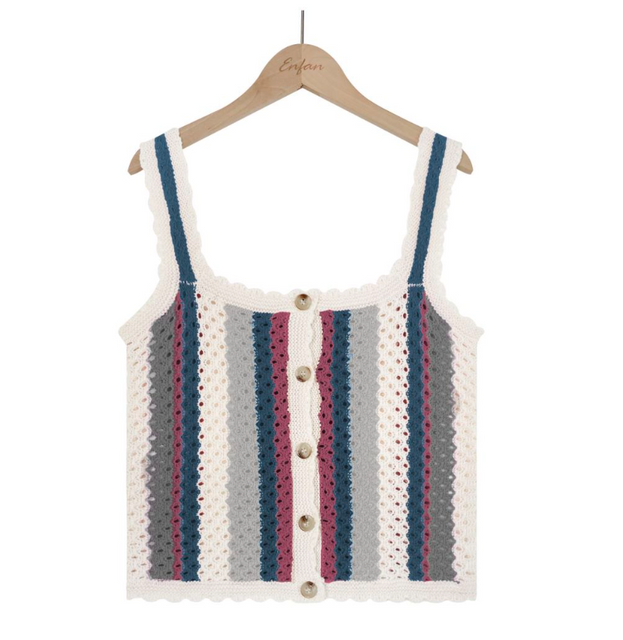 Splicing Contrasting Color Knitwear Large Size Fashion Loose Camisole Vest