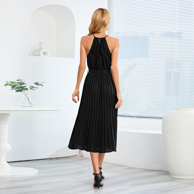 Summer's New Sexy Sleeveless Pleated Skirt with Thin Straps