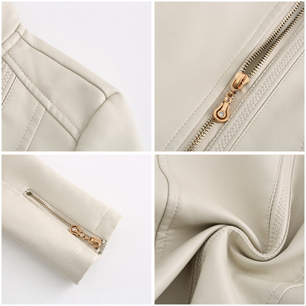 Women PU Leather Thin Spring and Autumn Small Coat Women Jacket