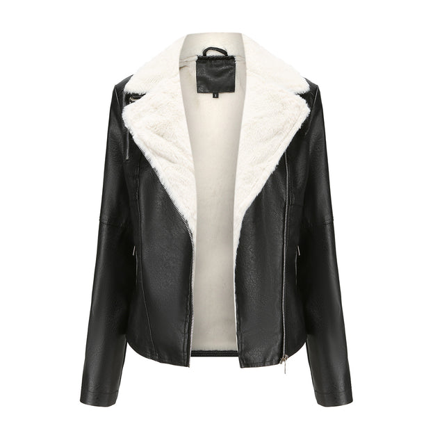 New Fur All-in-One Fur Coat Women Plus Velvet Long Sleeve Warm Coat