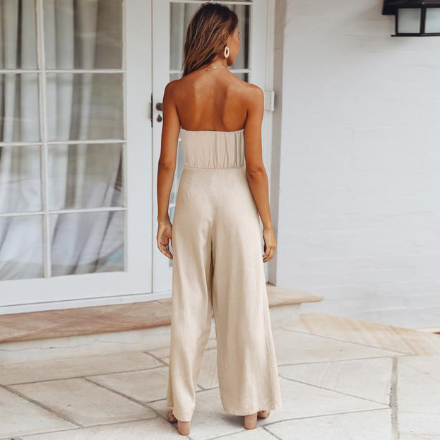 Summer New Casual Fashion Suit Sexy Backless Slim Jumpsuit
