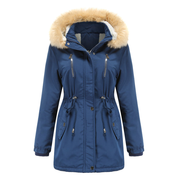 Thickened Lamb Wool Padded Coat Women Loose Women's Padded Suit Detachable Cap Plus Velvet Coat