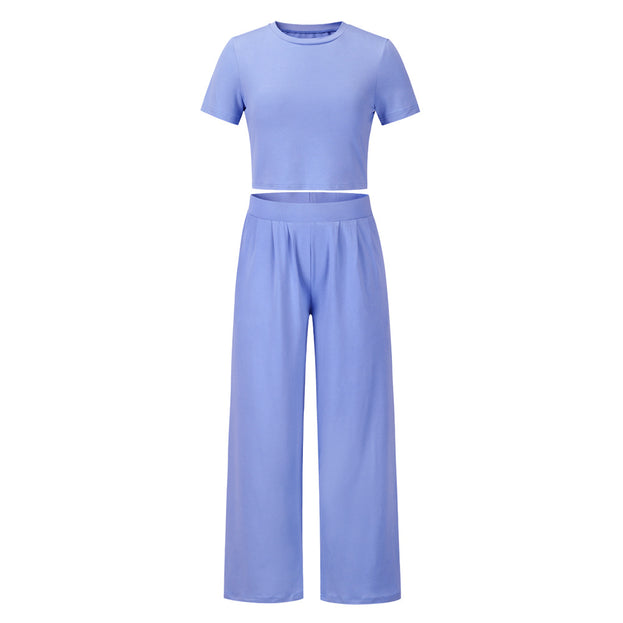 Fashion Casual Suit New Short Sleeve T-Shirt + Trousers Two-Piece Suit