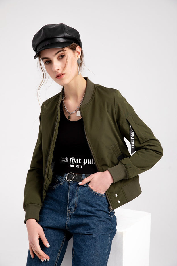 Stand-Up Collar Urban Casual Cotton Suit Bomber Jacket