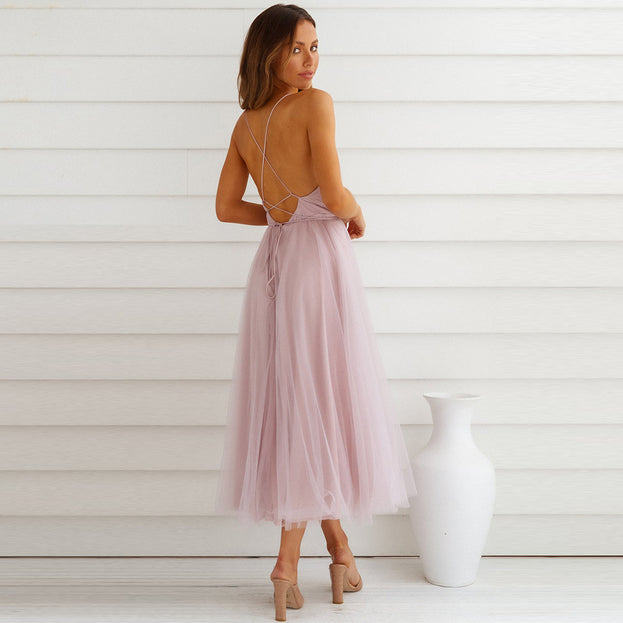 New Sling Dress Sexy Mesh Gauze Flowing Dress