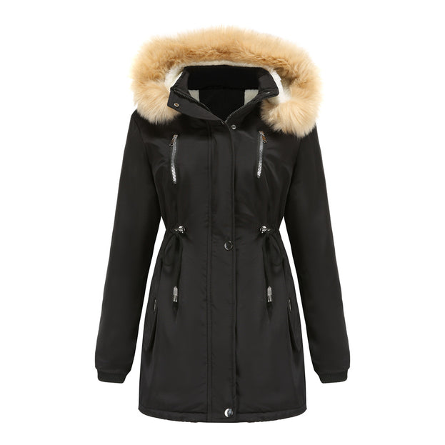 Thickened Lamb Wool Padded Coat Women Loose Women's Padded Suit Detachable Cap Plus Velvet Coat