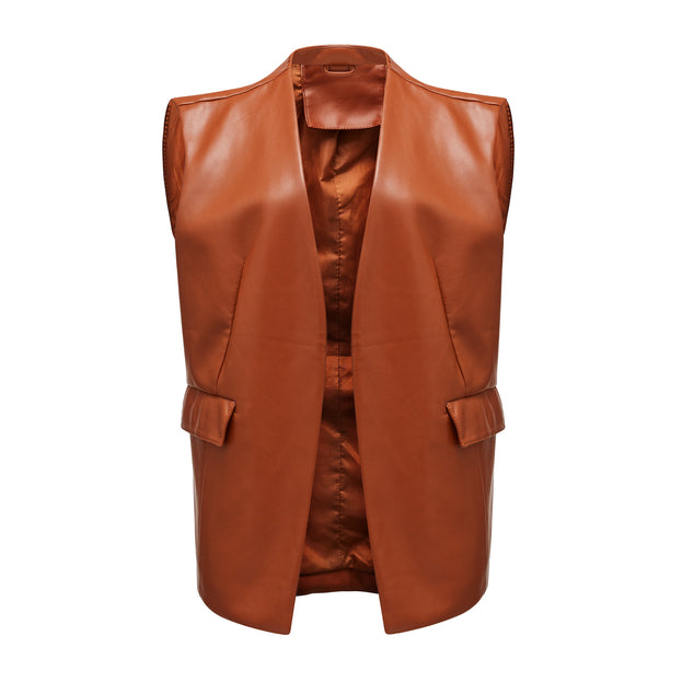 Sleeveless PU Leather Vest Loose Large Size Women's Vest Amazon Cardigan