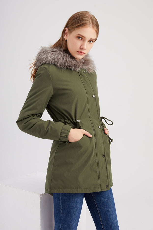 Mid-Length Hooded Winter Warm Plus Velvet Coat Cotton Clothing