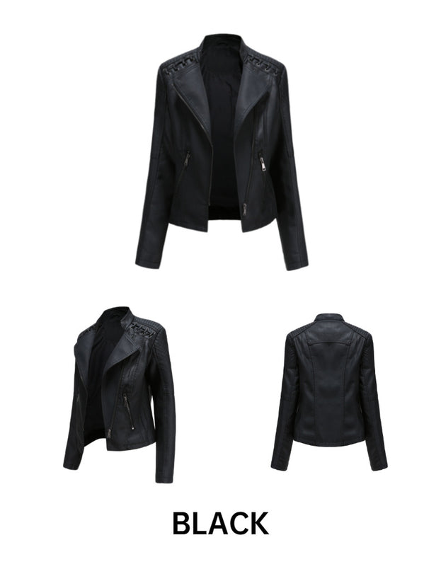 Leather Women's Short Jacket Slim Thin Leather Coat Women's Motorcycle Suit