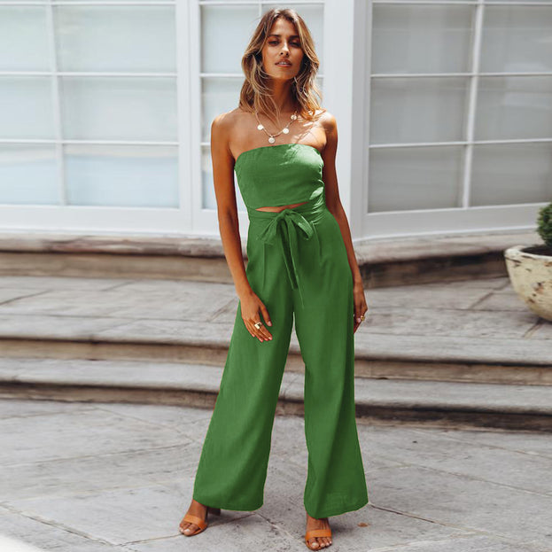 Summer New Casual Fashion Suit Sexy Backless Slim Jumpsuit