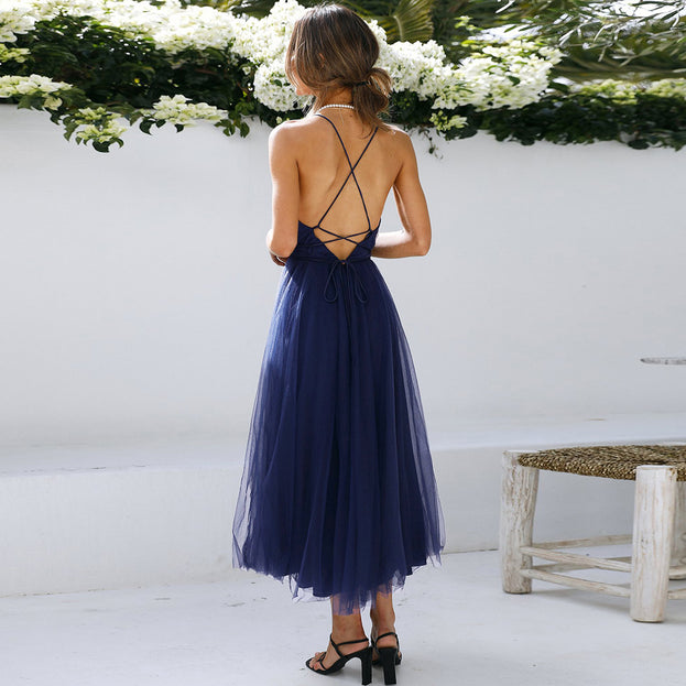 New Sling Dress Sexy Mesh Gauze Flowing Dress