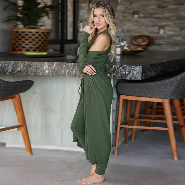 New Fashion Knitted Three Suit Women's Knitted Slim Temperament Vest Trousers Sports Suit Pants