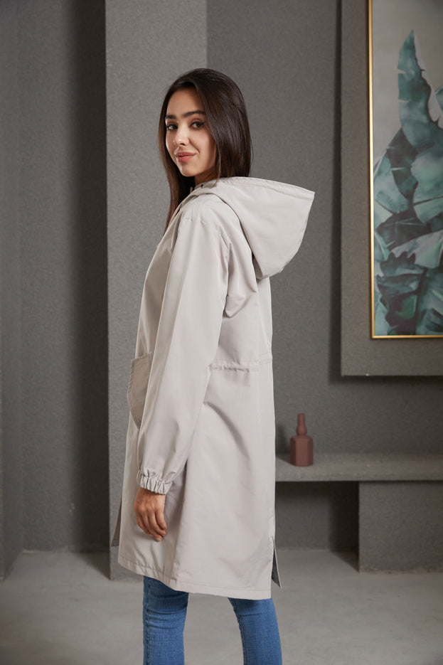 Hooded Trench Coat Women's Casual Long Coat