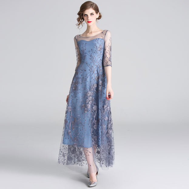 Gauze Embroidered Dress