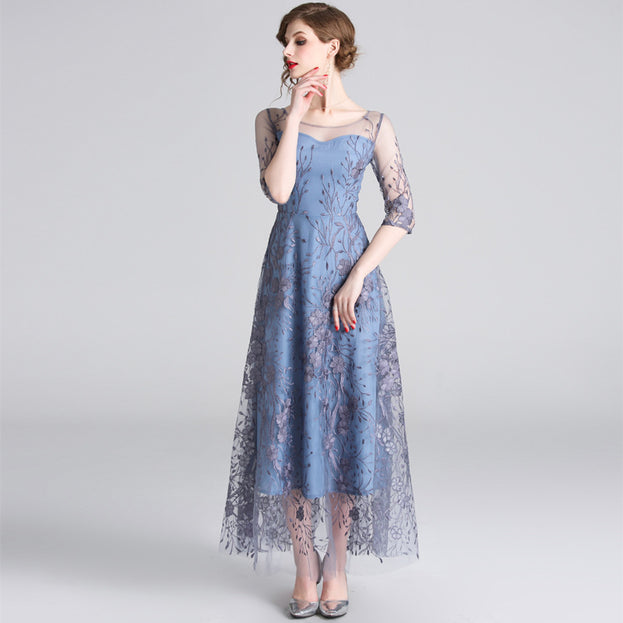 Gauze Embroidered Dress