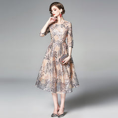 Embroidered Slim Dress