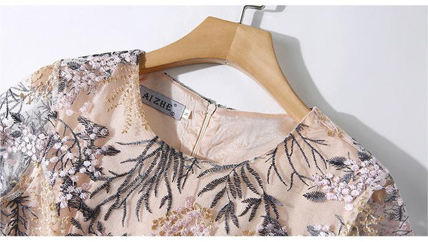 Embroidered Slim Dress