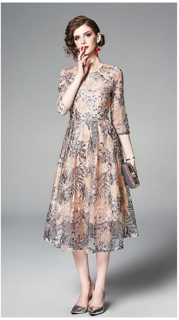 Embroidered Slim Dress