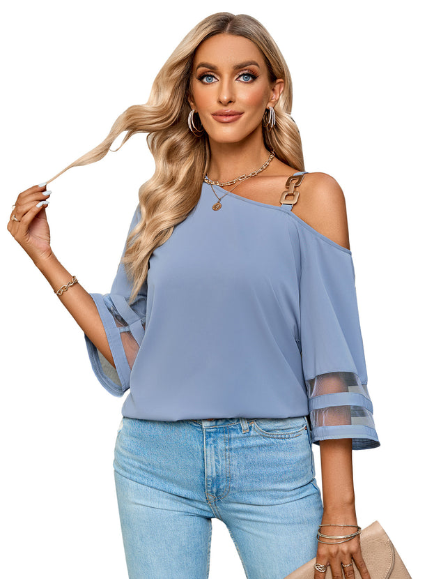 New Women's Fashion Casual Solid Color Metal Buckle Single Shoulder Clothes