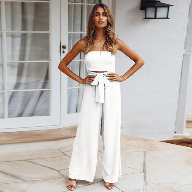 Summer New Casual Fashion Suit Sexy Backless Slim Jumpsuit