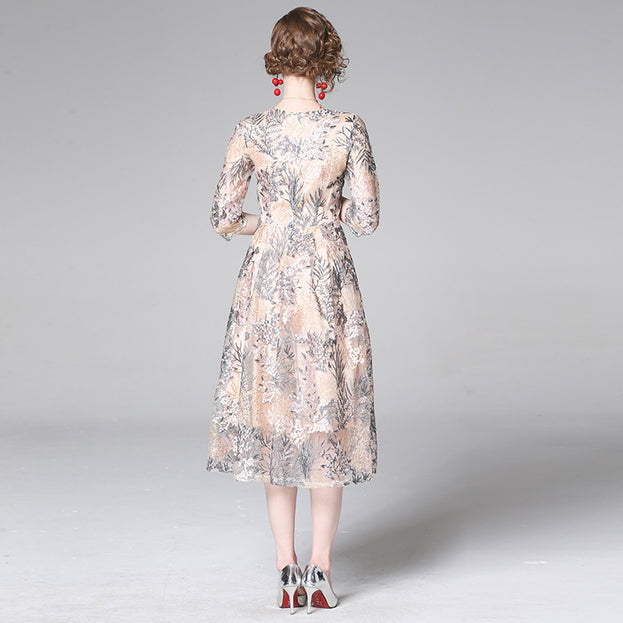 Embroidered Slim Dress