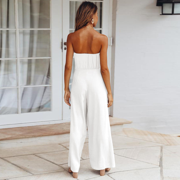 Summer New Casual Fashion Suit Sexy Backless Slim Jumpsuit