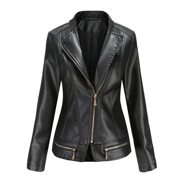Women PU Leather Thin Spring and Autumn Small Coat Women Jacket