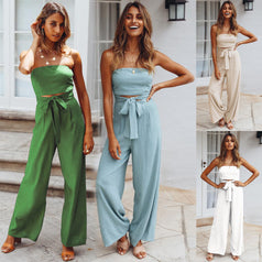Summer New Casual Fashion Suit Sexy Backless Slim Jumpsuit