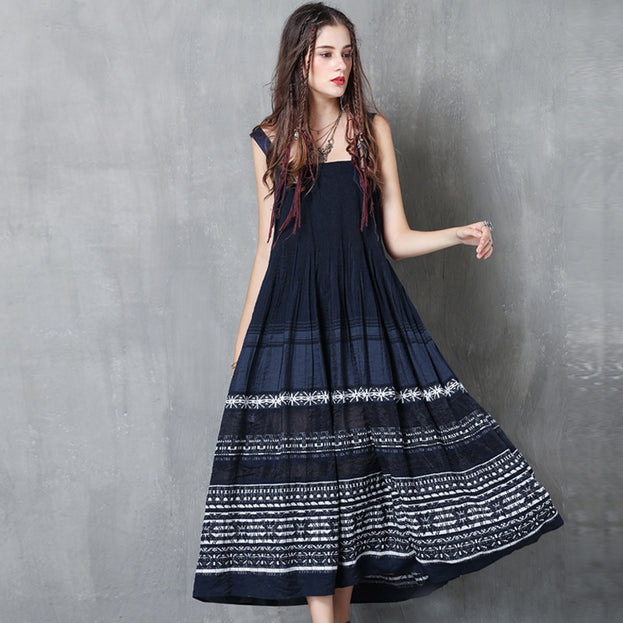 New Sling Skirt Vintage Embroidered Pleated Dress