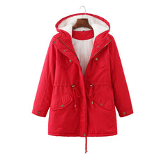 Women's Medium Length Coat with Velvet