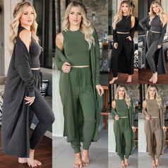 New Fashion Knitted Three Suit Women's Knitted Slim Temperament Vest Trousers Sports Suit Pants