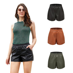 Minimalist PU Lederhosen Casual Loose Shorts