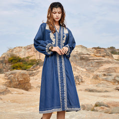 New Baggy Plus Size Vintage Embroidered Denim Skirt