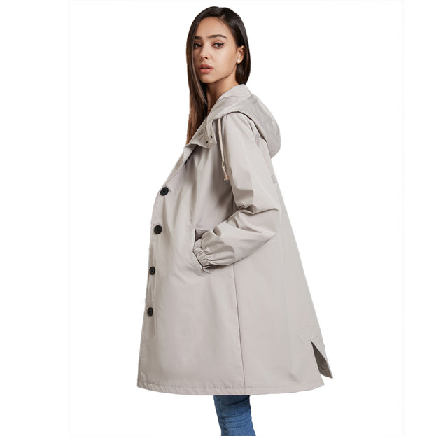 Hooded Trench Coat Women's Casual Long Coat