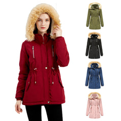 Thickened Lamb Wool Padded Coat Women Loose Women's Padded Suit Detachable Cap Plus Velvet Coat