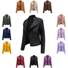 Leather Women's Short Jacket Slim Thin Leather Coat Women's Motorcycle Suit